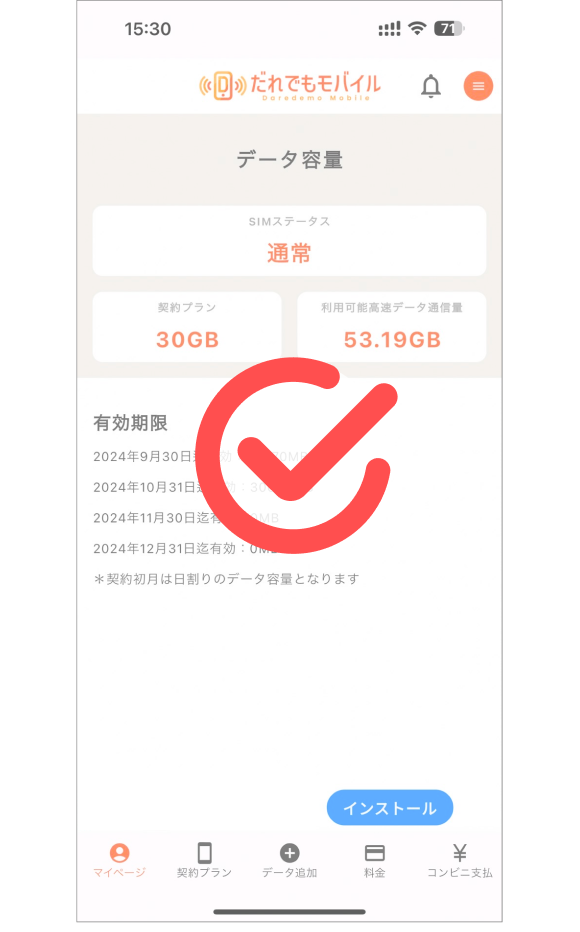 ホーム画面が表示されたら「SMSでログイン」が完了
