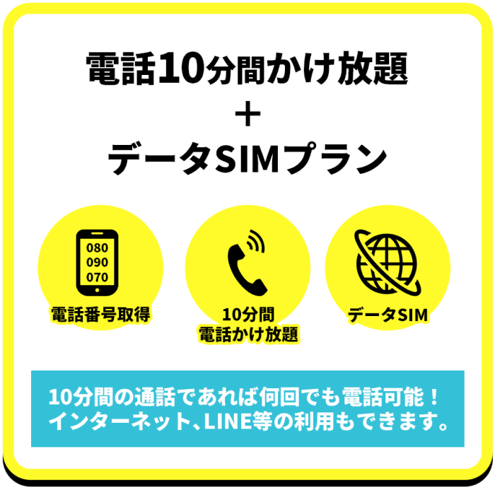 10分電話かけ放題＋データSIMプラン